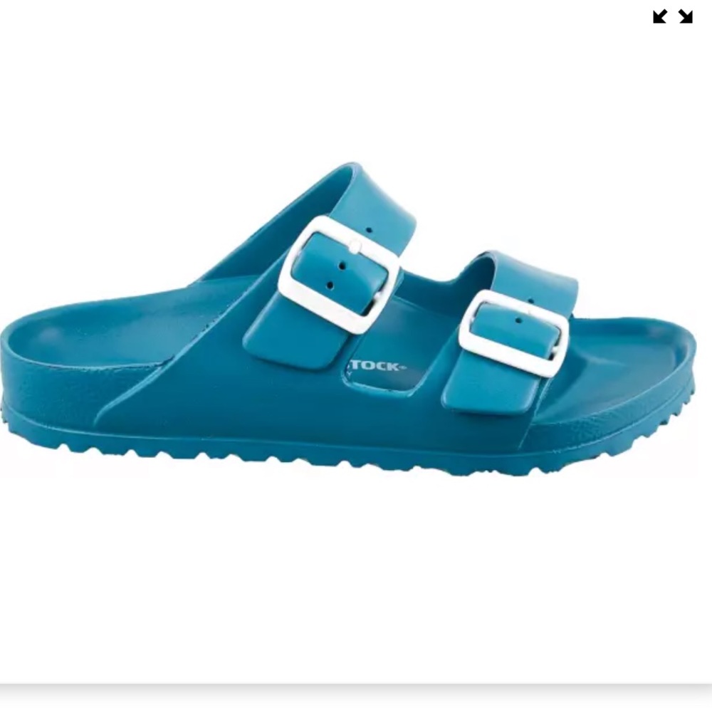 Birkenstock Women's Arizona Essentials Sandal Turquoise EVA 37 US white buckle